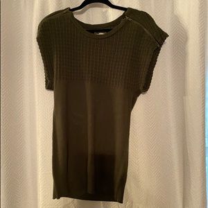 Army green knit sweater with zipper sleeve detail